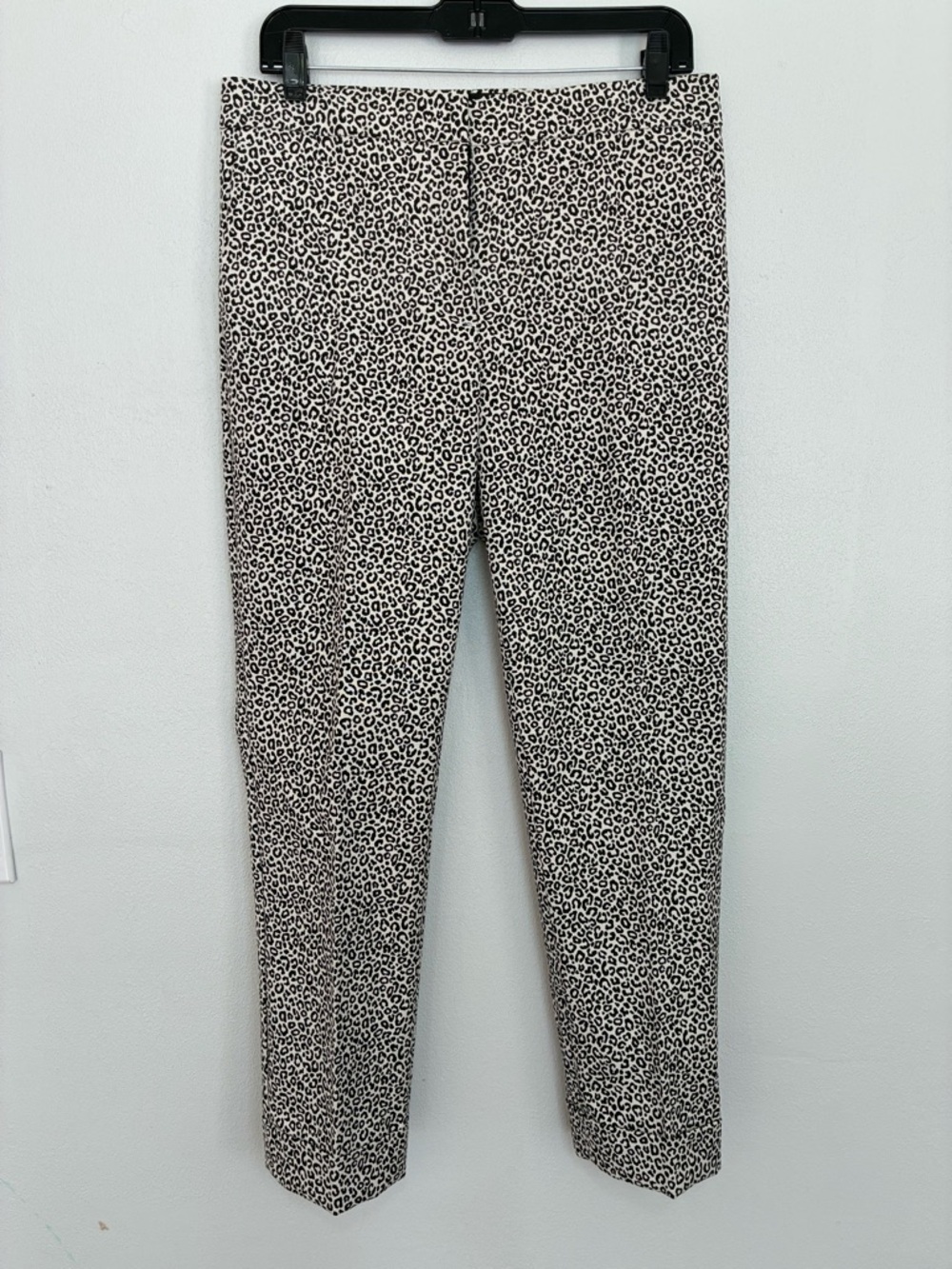 Ann Taylor Black and Cream Leopard-Print Slim Pants